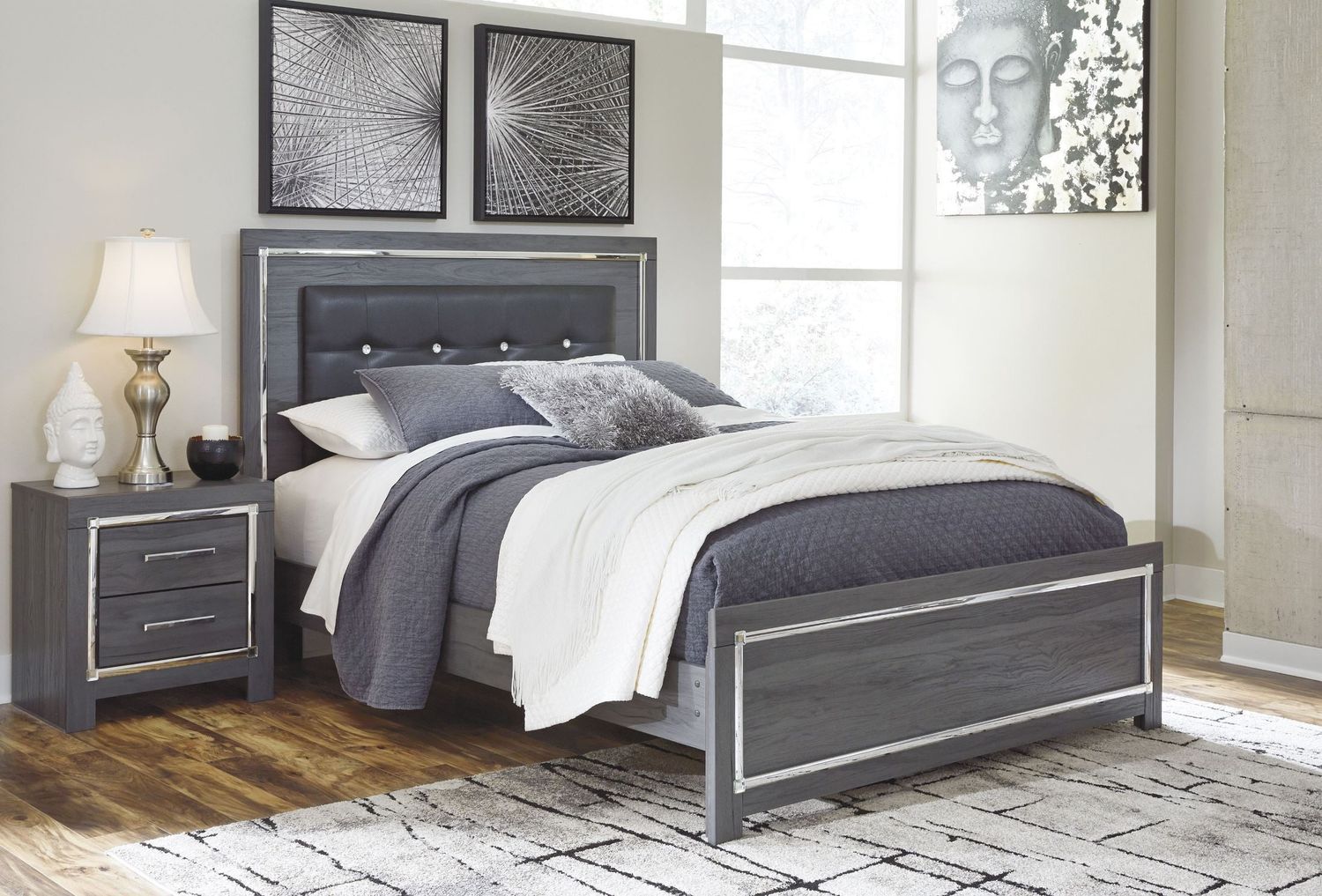 Lodanna Gray Full Upholstered Panel Bed B214B4