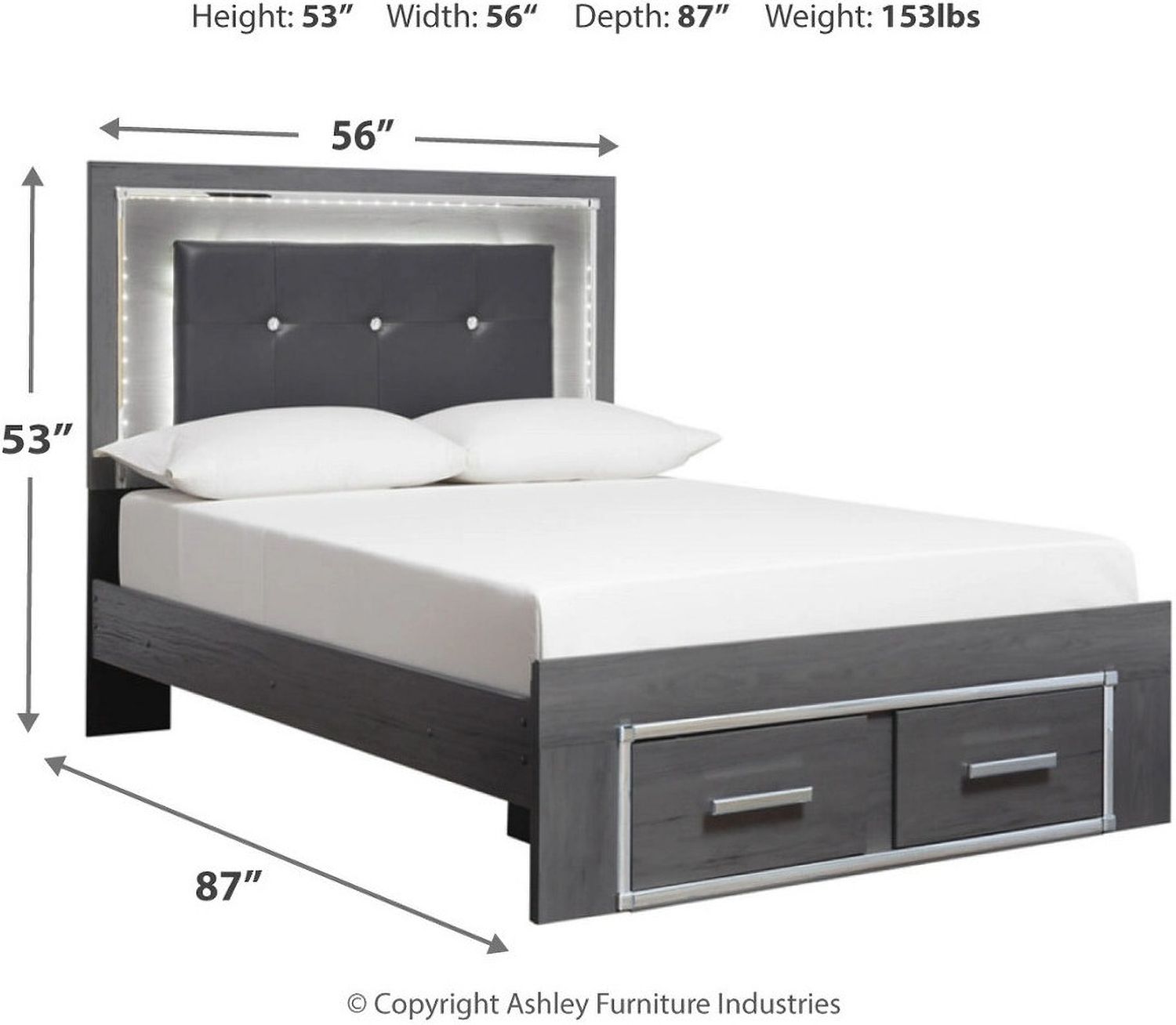 Lodanna Gray Full Upholstered Panel Storage Bed B214B5