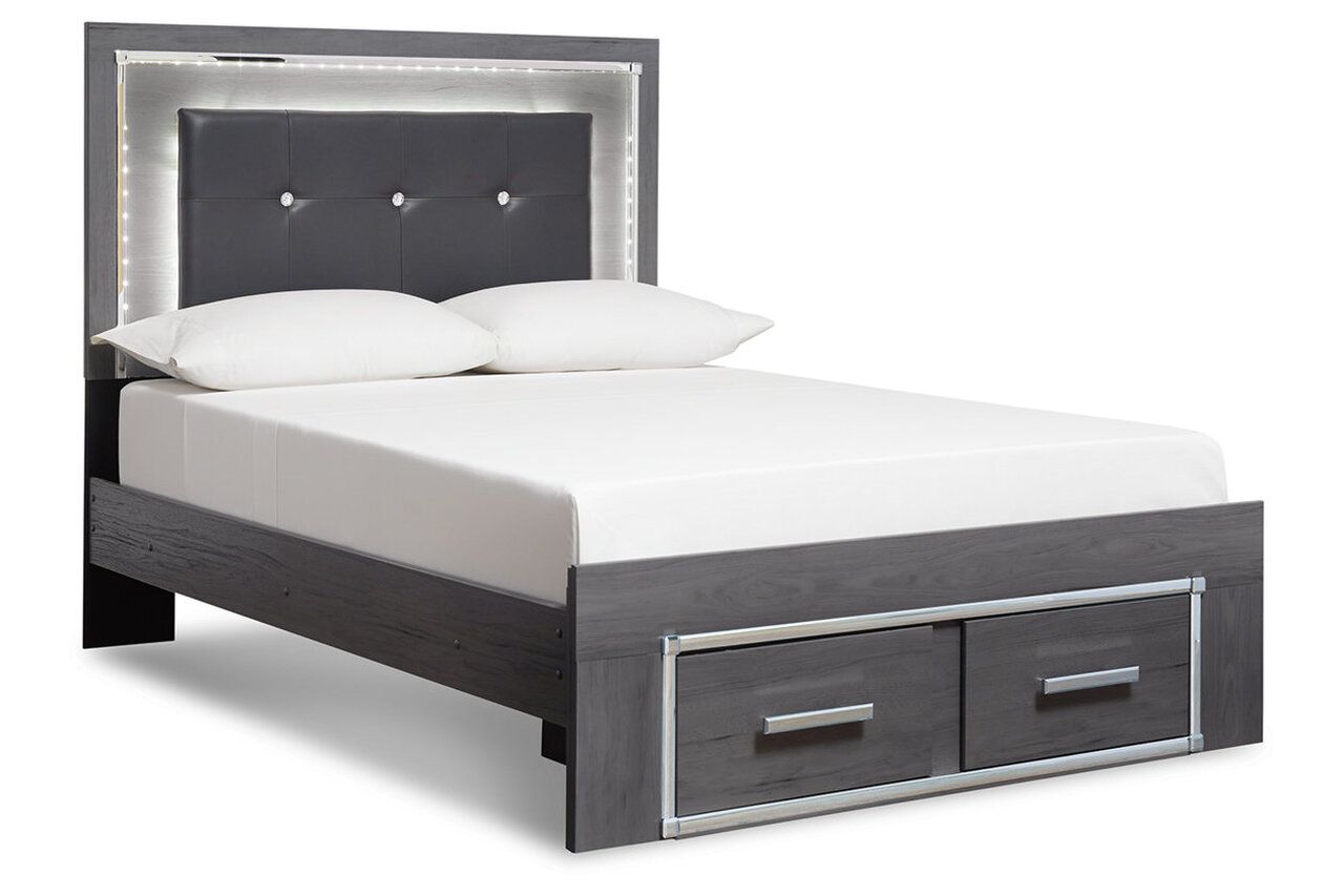 Lodanna Gray Full Upholstered Panel Storage Bed B214B5
