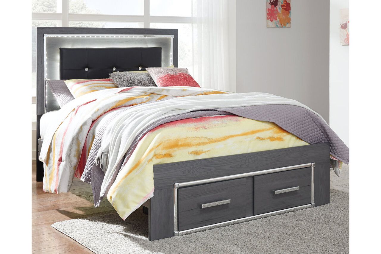 Lodanna Gray Full Upholstered Panel Storage Bed B214B5