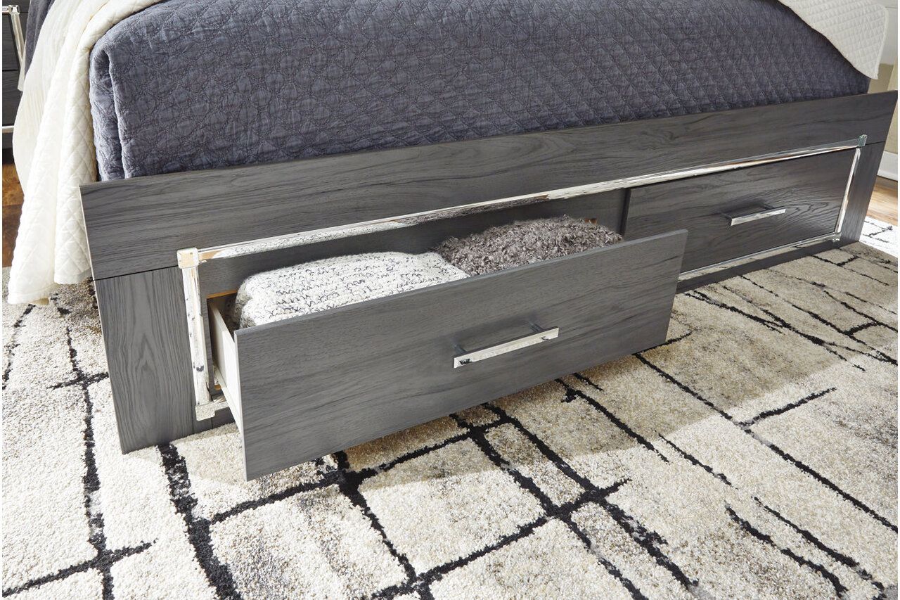Lodanna Gray Full Upholstered Panel Storage Bed B214B5