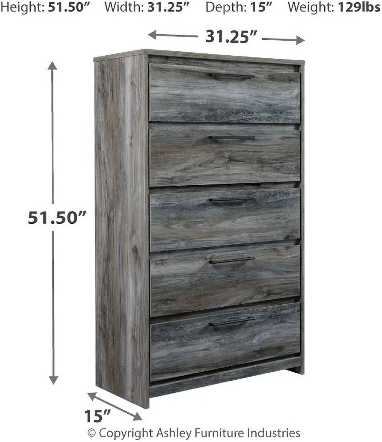 Baystorm Gray 5 Drawer Chest B22146