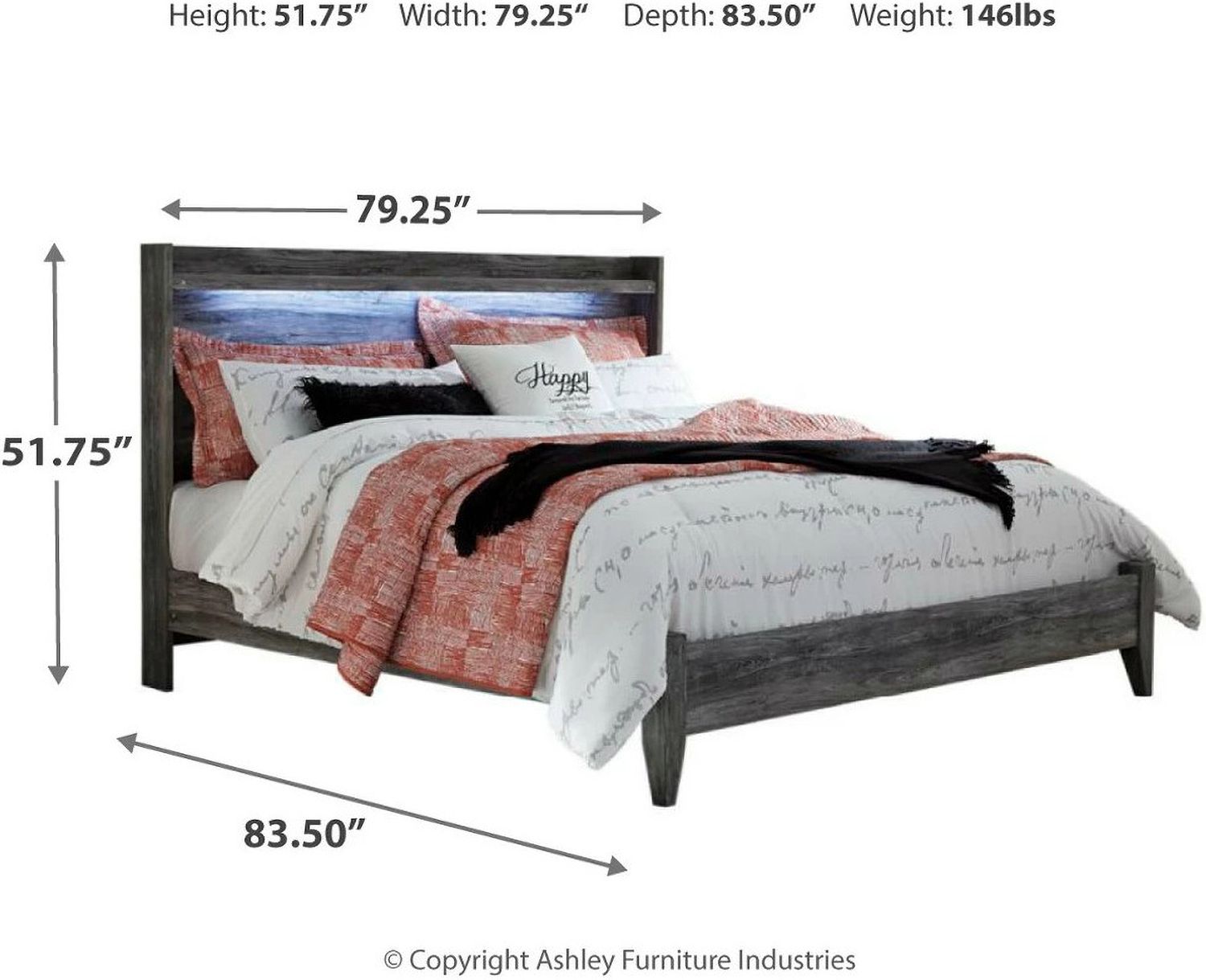 Baystorm King Panel Bed In Gray B221B11