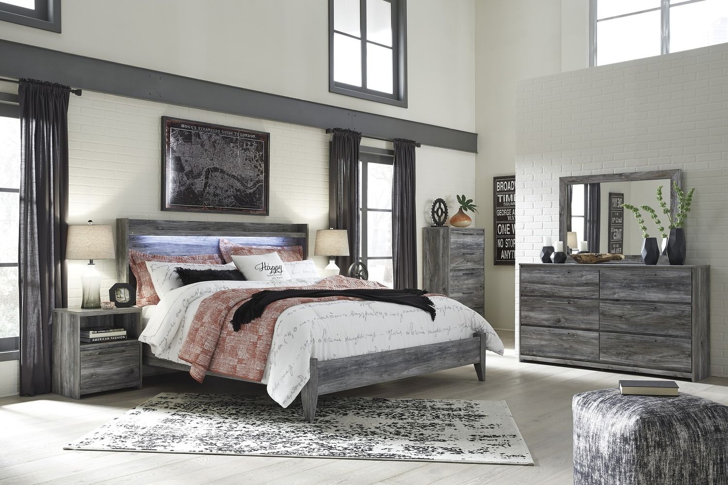 Baystorm King Panel Bed In Gray B221B11