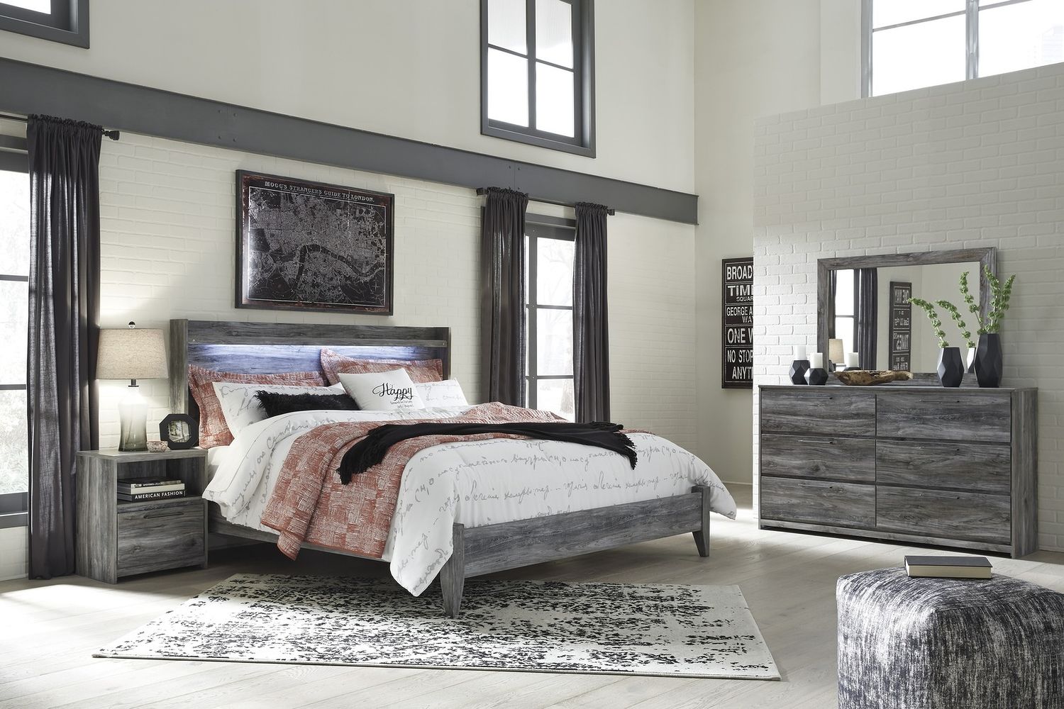 Baystorm King Panel Bed In Gray B221B11