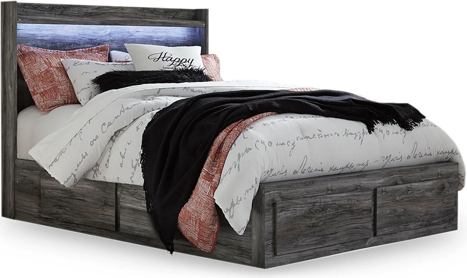 Baystorm Queen Panel Bed with 4 Storage Drawers In Gray B221B13