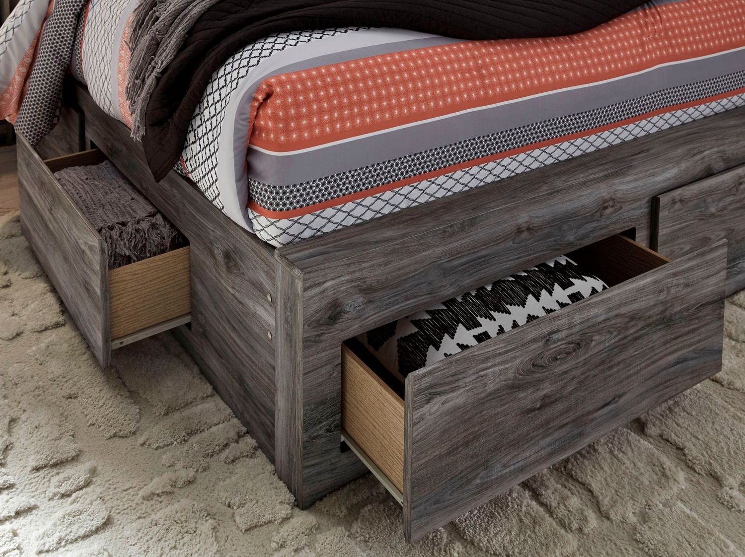 Baystorm King Panel Bed with 6 Storage Drawers In Gray B221B16
