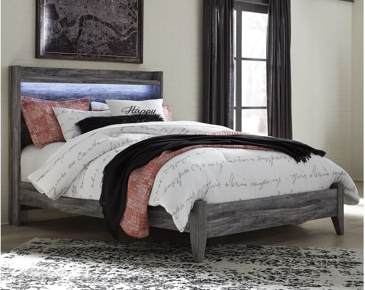 Baystorm Queen Panel Bed In Gray B221B2