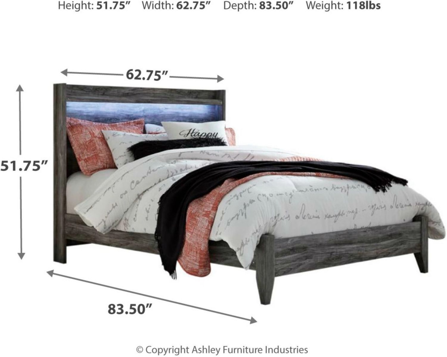 Baystorm Queen Panel Bed In Gray B221B2