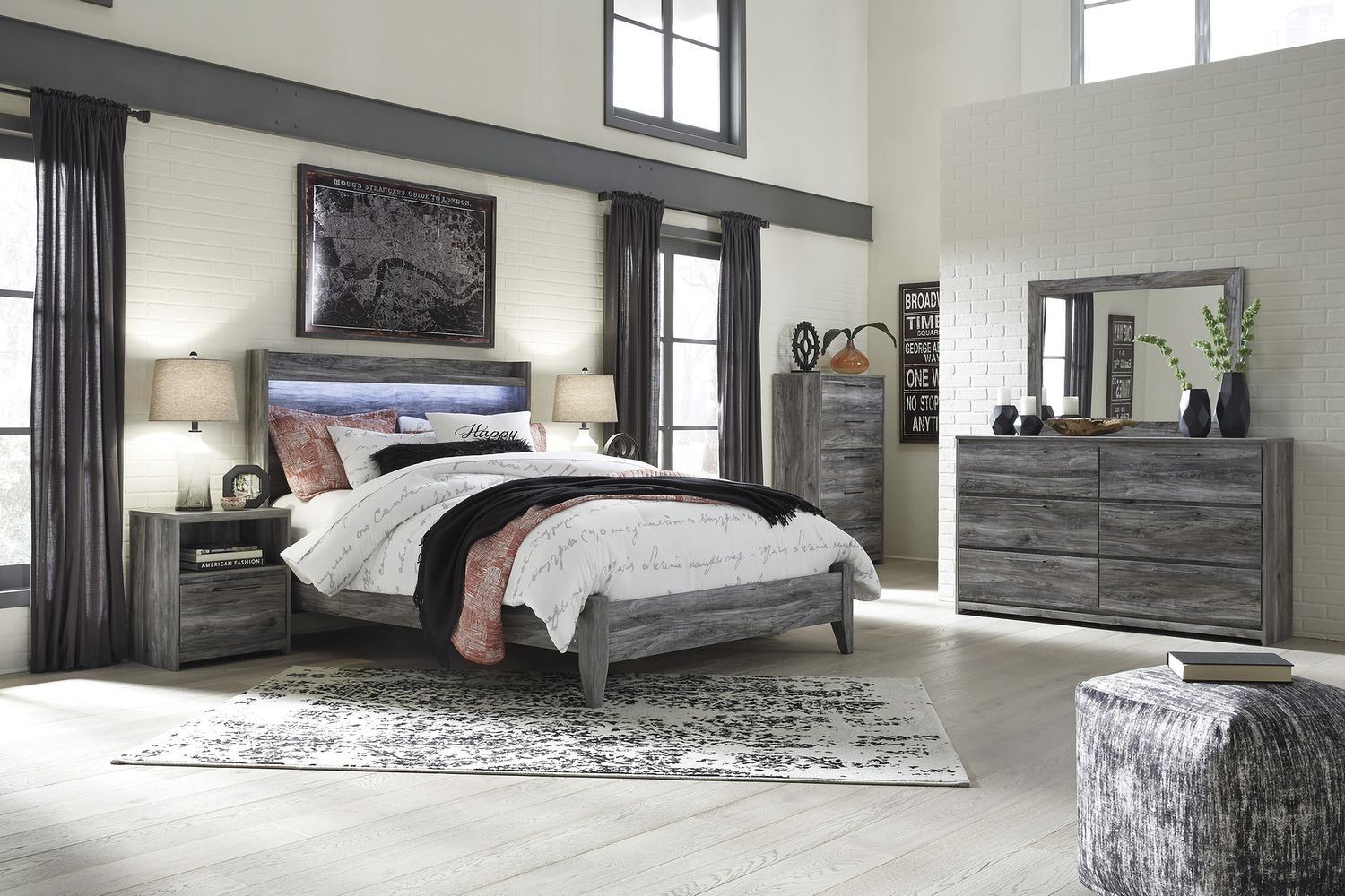 Baystorm Queen Panel Bed In Gray B221B2