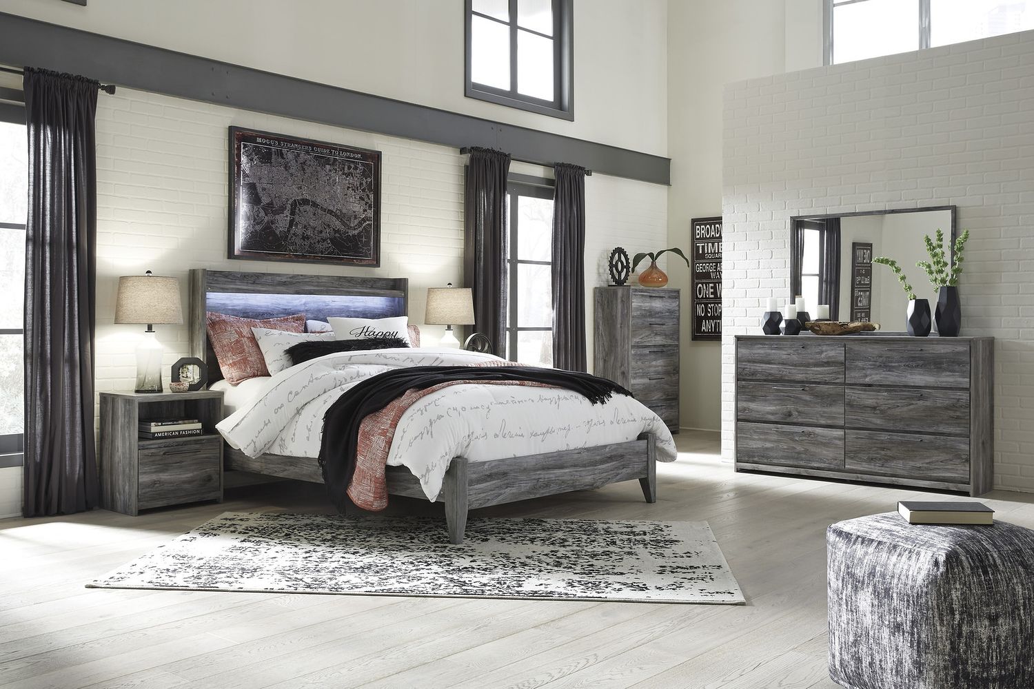 Baystorm Queen Panel Bed In Gray B221B2