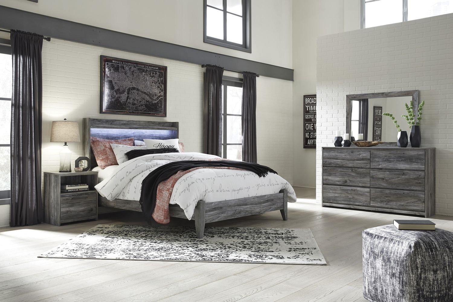 Baystorm Queen Panel Bed In Gray B221B2