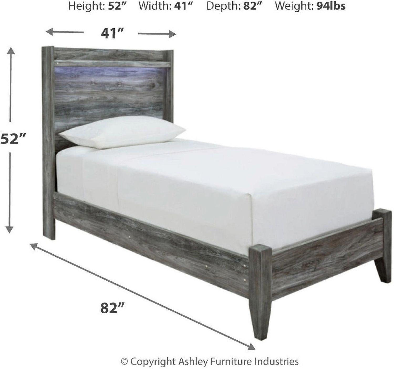 Baystorm Twin Panel Bed In Gray B221B20