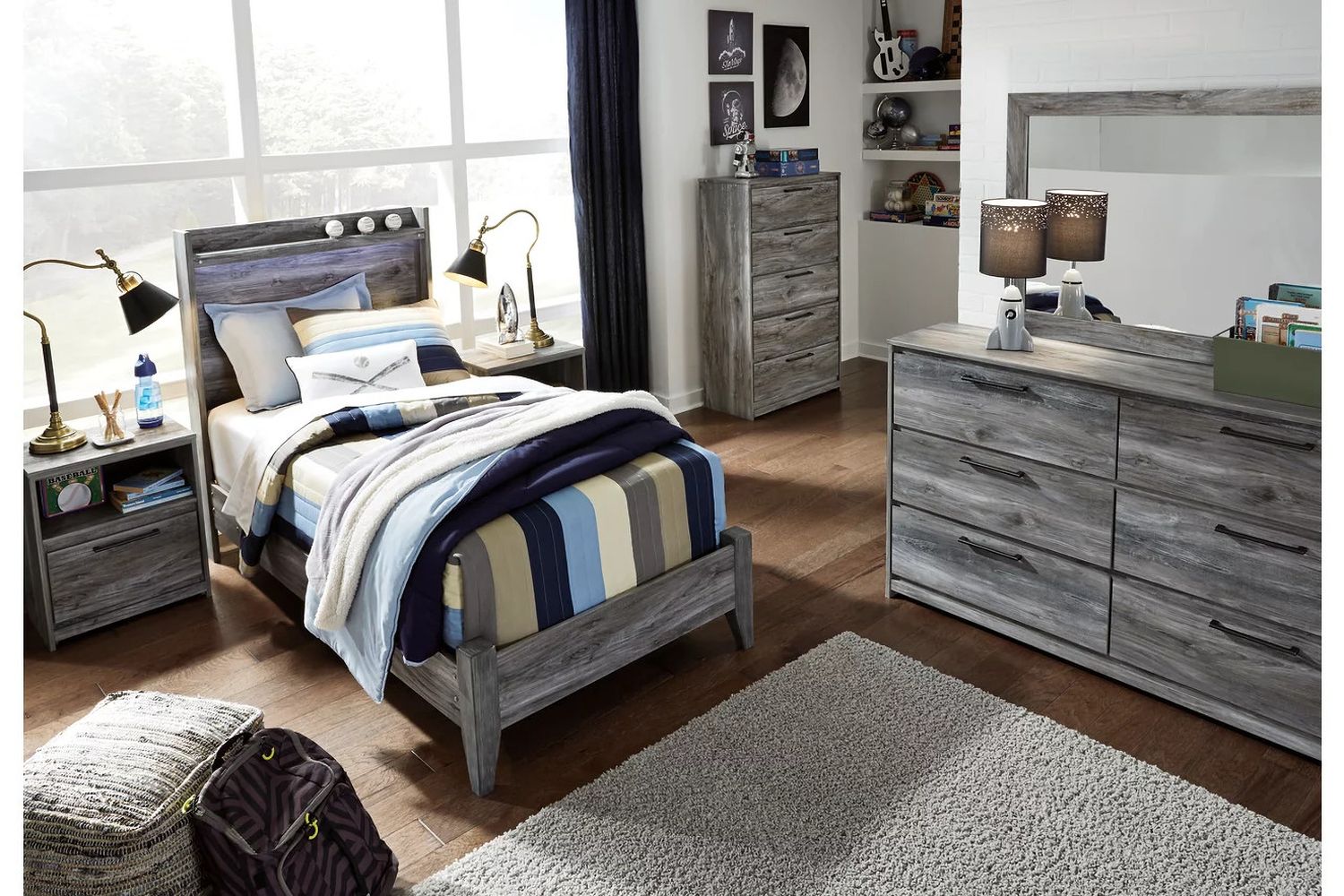 Baystorm Twin Panel Bed In Gray B221B20