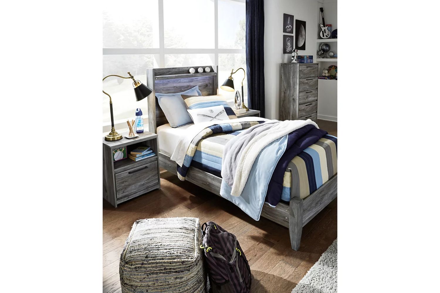Baystorm Twin Panel Bed In Gray B221B20