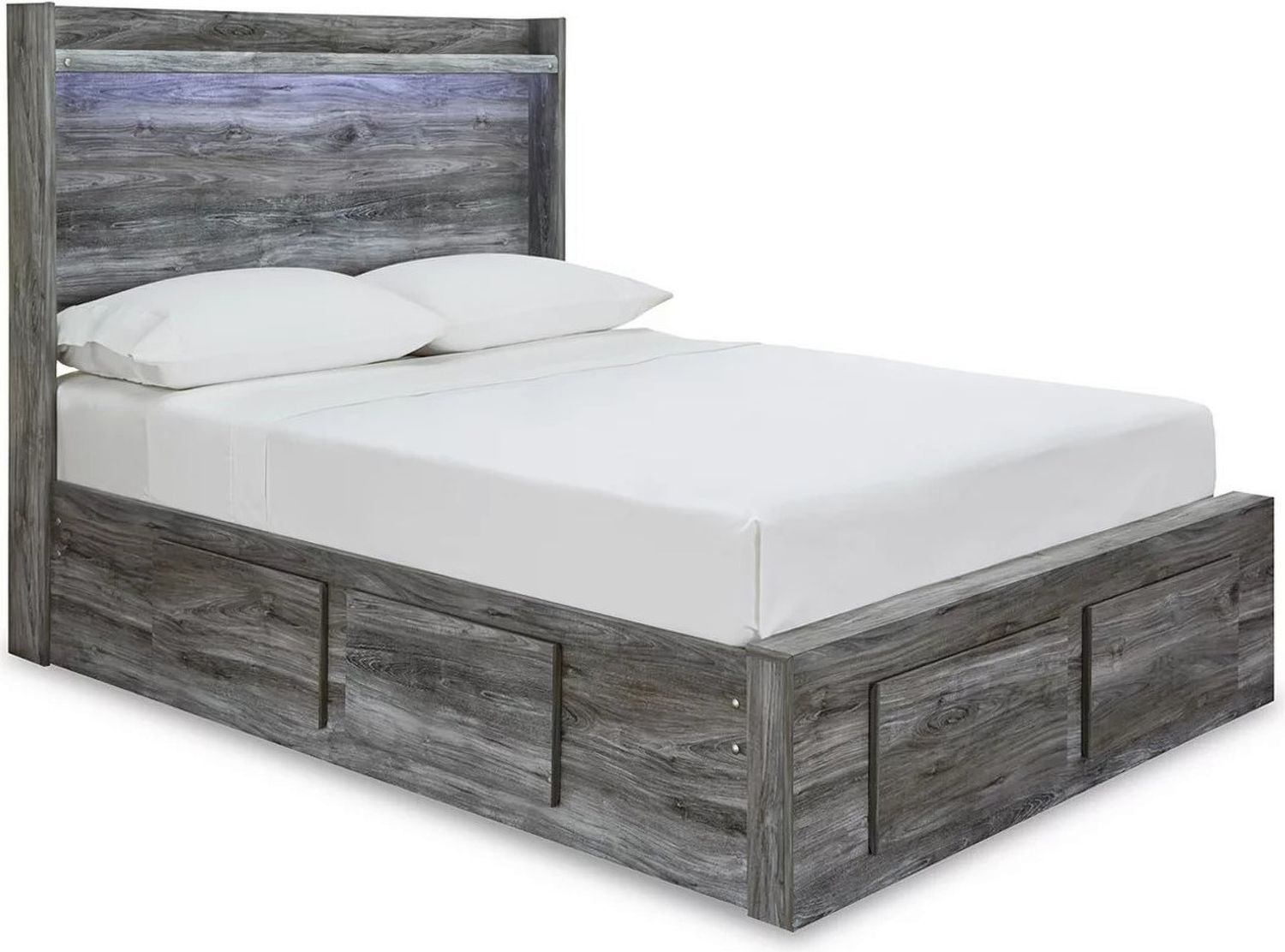 Baystorm Full Panel Bed with 4 Storage Drawers In Gray B221B25