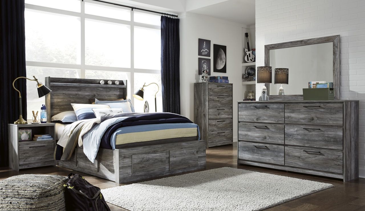 Baystorm Full Panel Bed with 6 Storage Drawers In Gray B221B27