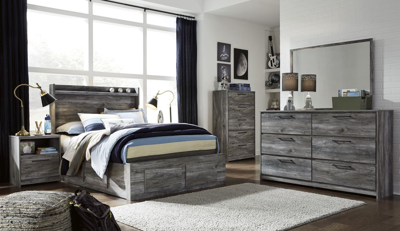 Baystorm Full Panel Bed with 6 Storage Drawers In Gray B221B27