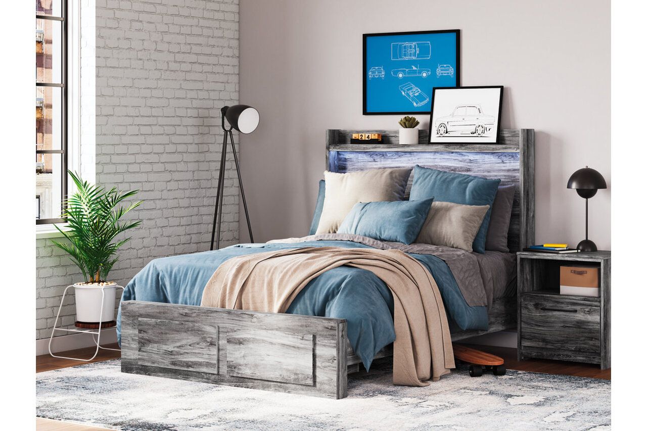 Baystorm Full Panel Bed with 2 Storage Drawers In Gray B221B34
