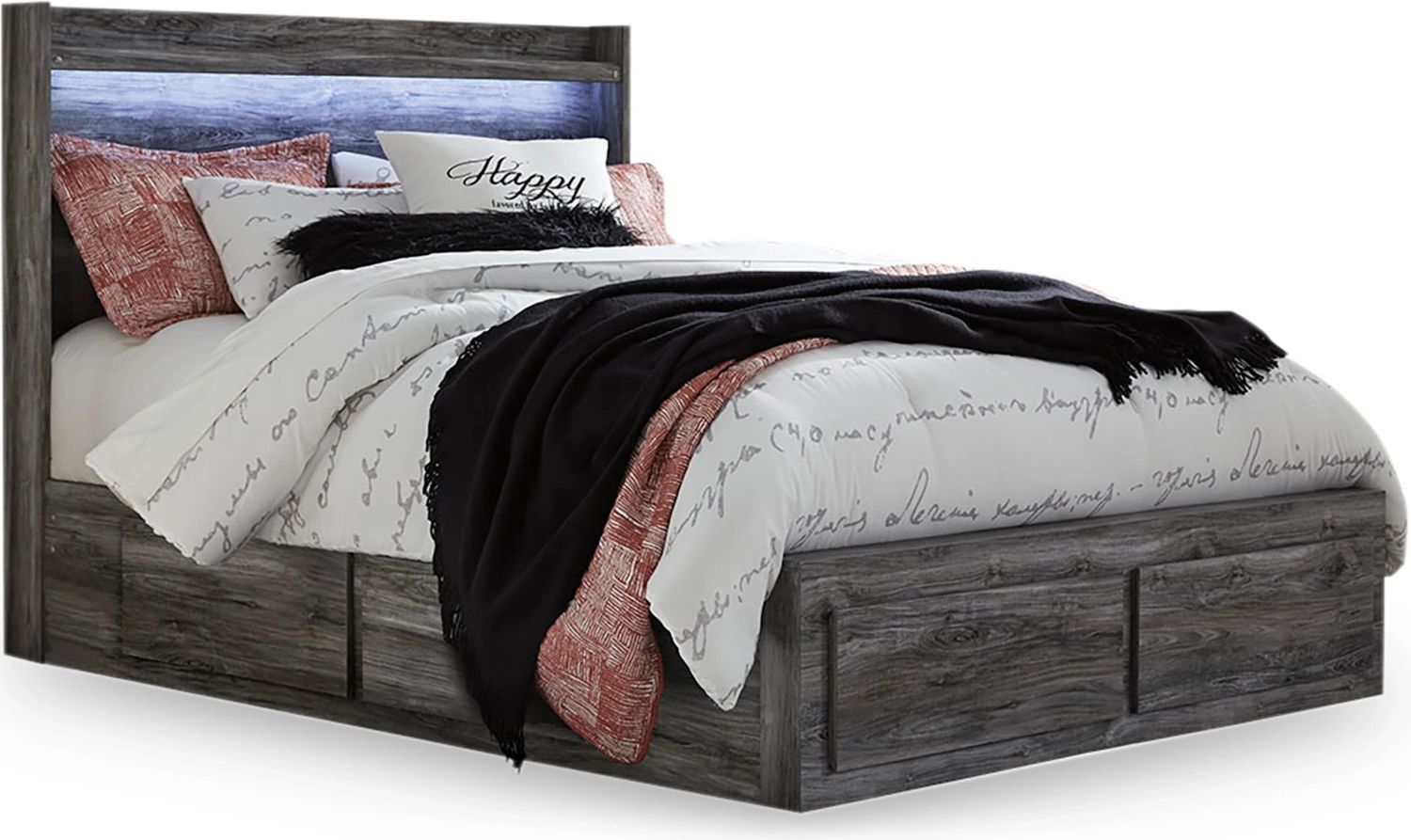 Baystorm Queen Panel Bed with 6 Storage Drawers In Gray B221B4