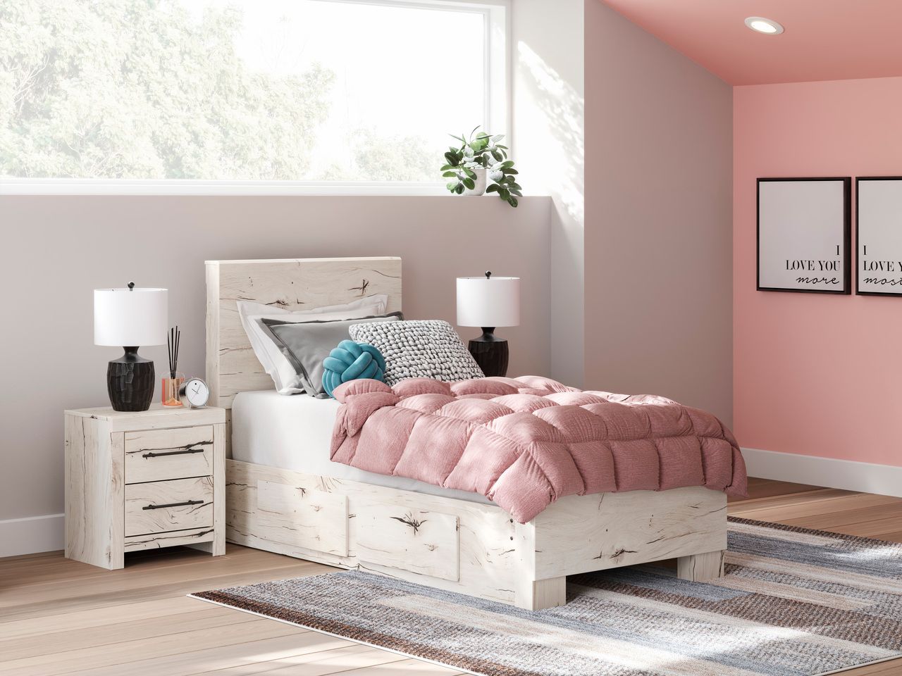 Lawroy Twin Panel Headboard In Light Natural B231053
