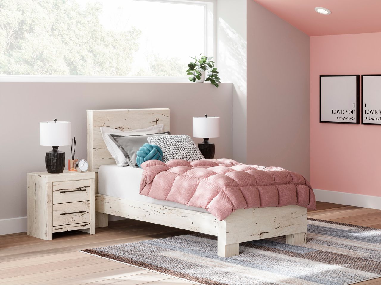 Lawroy Twin Panel Headboard In Light Natural B231053
