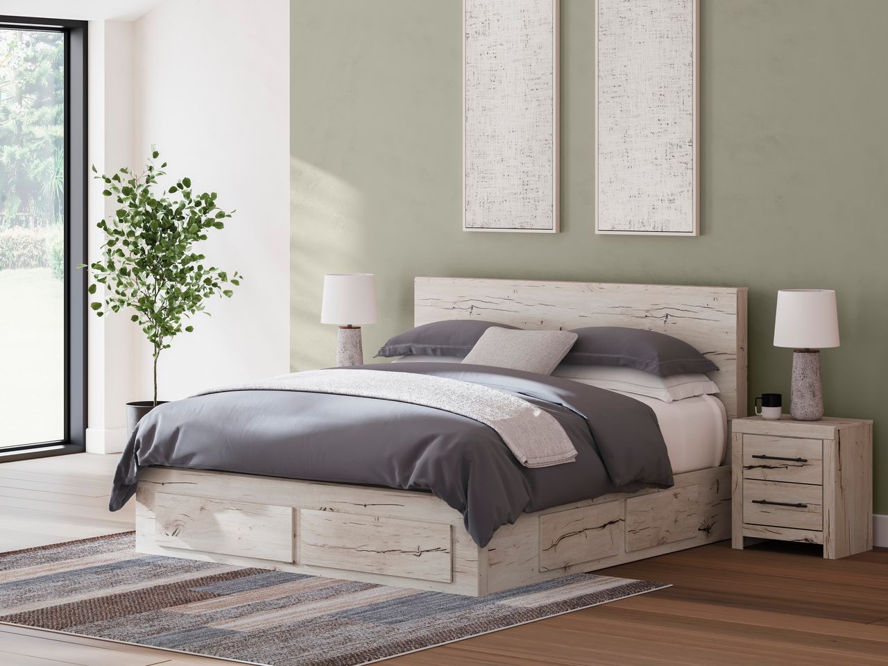 Lawroy King Panel Headboard In Light Natural B231058