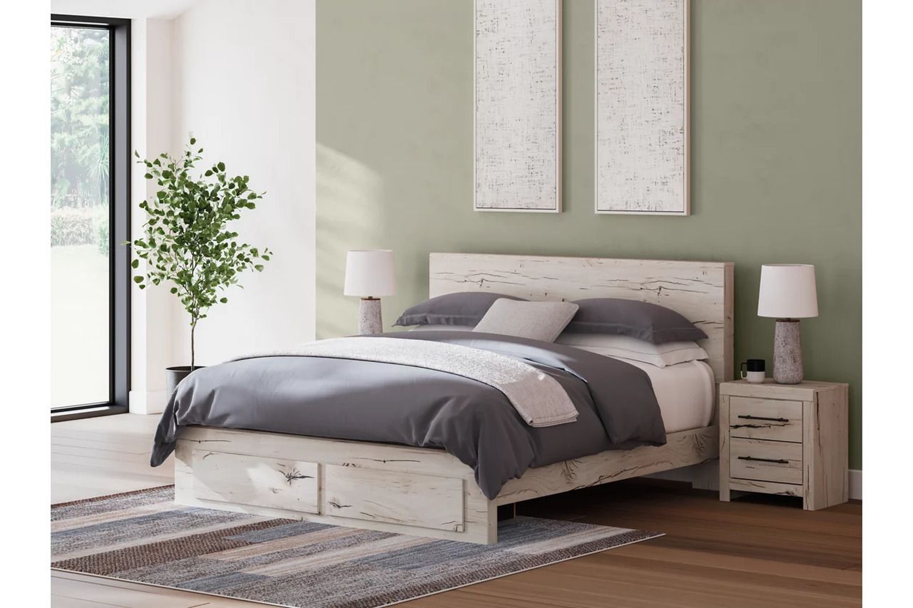 Lawroy King Panel Storage Bed In Light Natural B2310B11