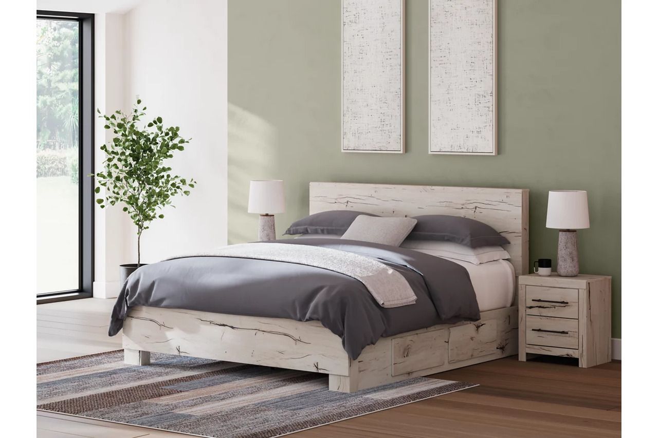 Lawroy King Panel Bed with Storage In Light Natural B2310B12