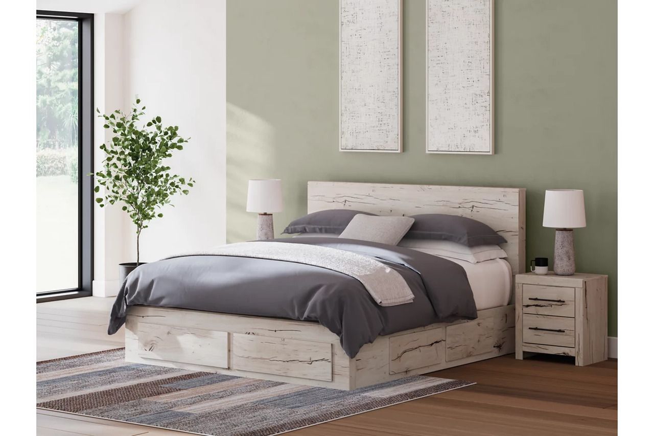 Lawroy King Panel Bed with Storage In Light Natural B2310B13