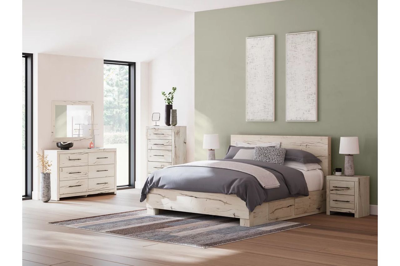 Lawroy King Panel Bed with Storage In Light Natural B2310B13