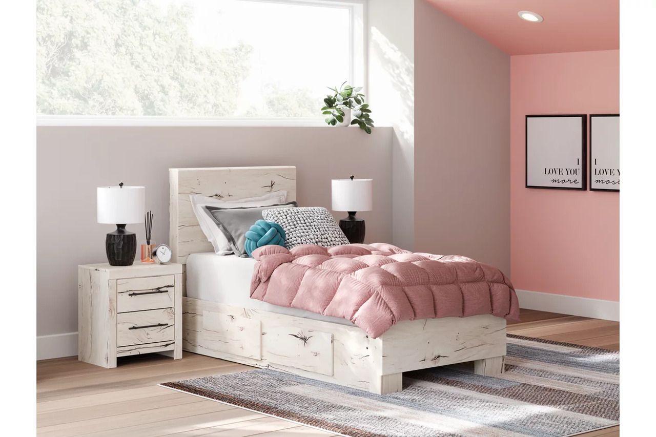 Lawroy Twin Panel Bed with Storage In Light Natural B2310B23