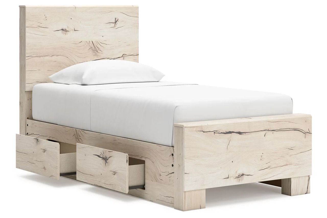 Lawroy Twin Panel Bed with Storage In Light Natural B2310B23