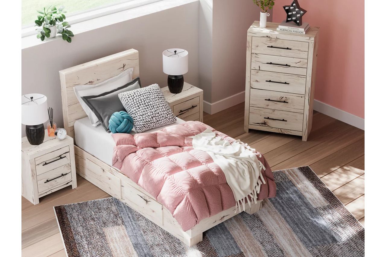 Lawroy Twin Panel Bed with Storage In Light Natural B2310B23