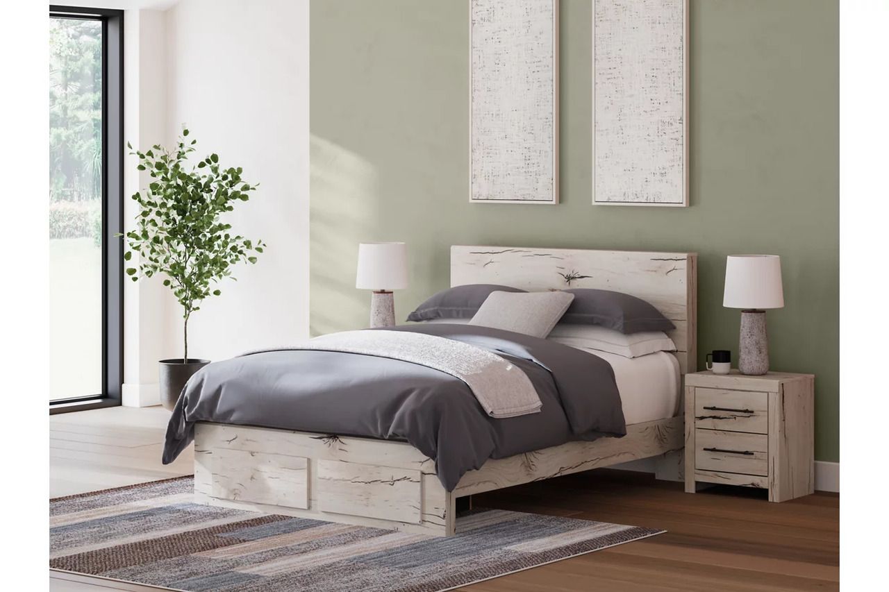 Lawroy Queen Panel Storage Bed In Light Natural B2310B4