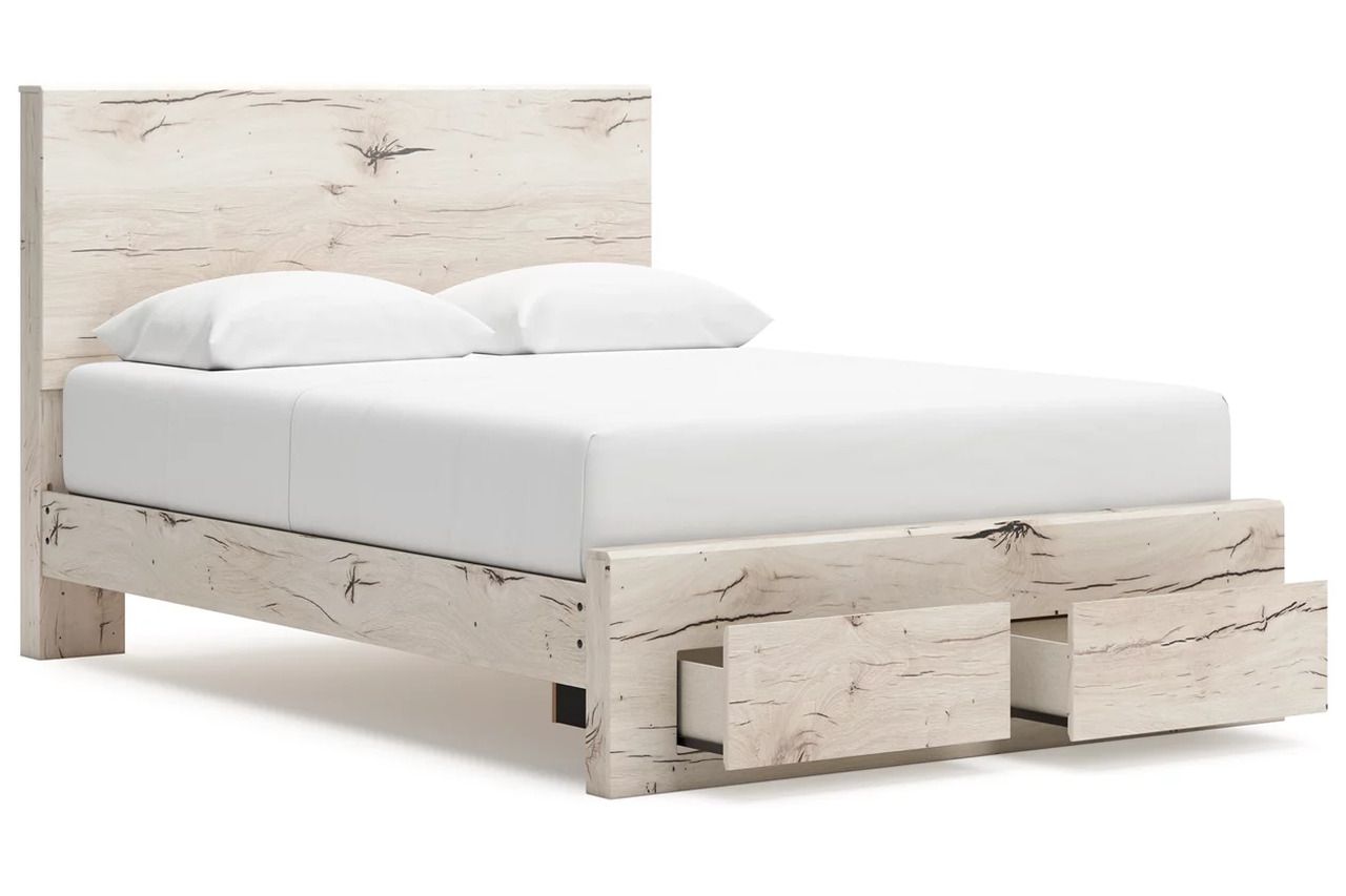 Lawroy Queen Panel Storage Bed In Light Natural B2310B4
