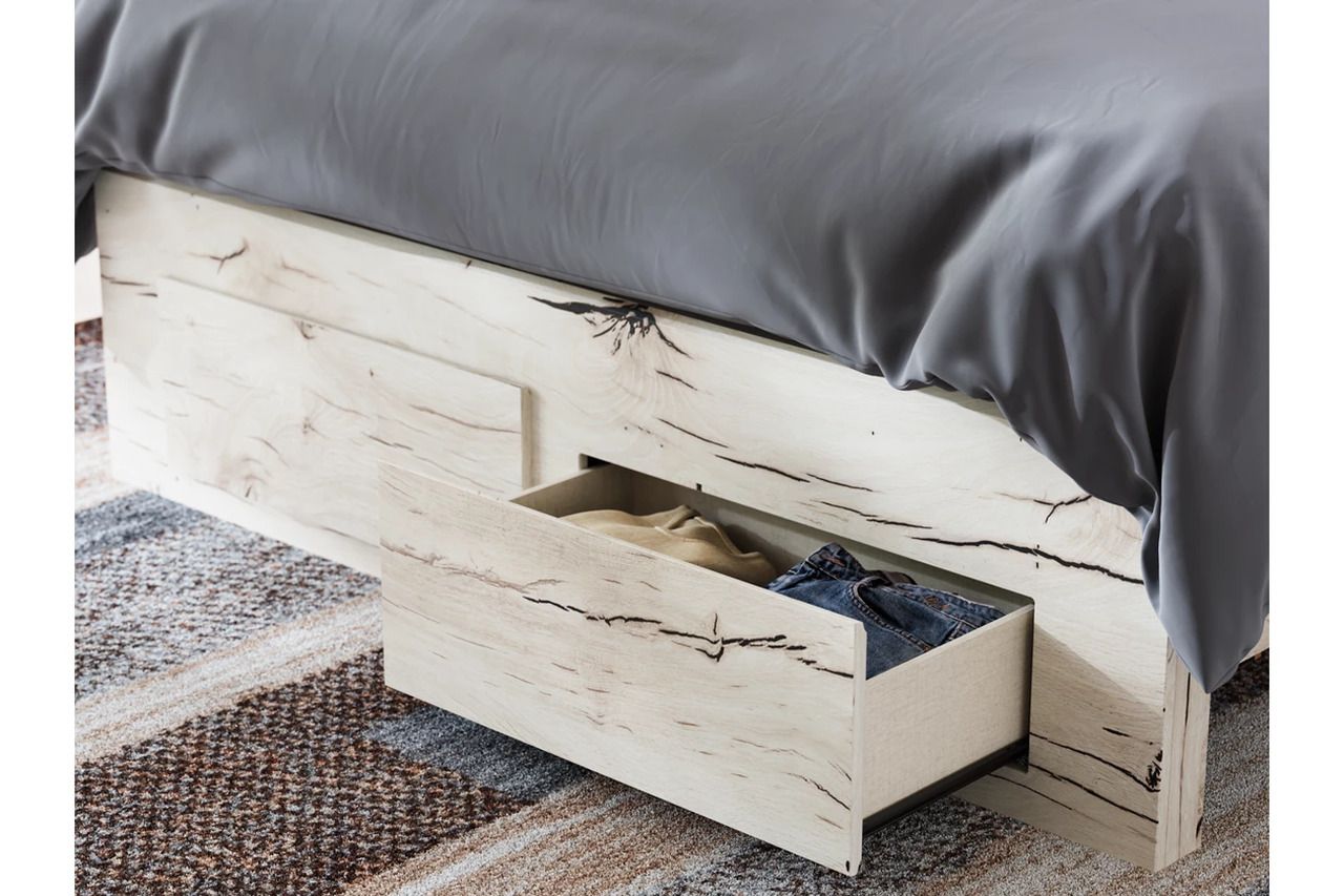Lawroy Queen Panel Storage Bed In Light Natural B2310B4
