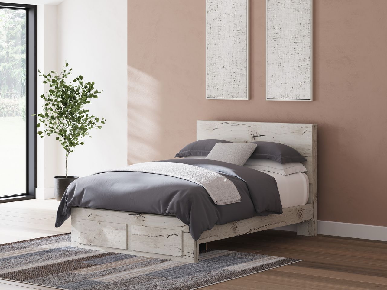 Lawroy Queen Panel Storage Bed In Light Natural B2310B4