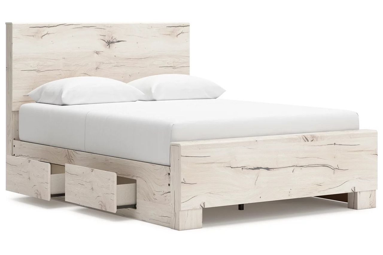 Lawroy Full Panel Bed with Storage In Light Natural B2310B43