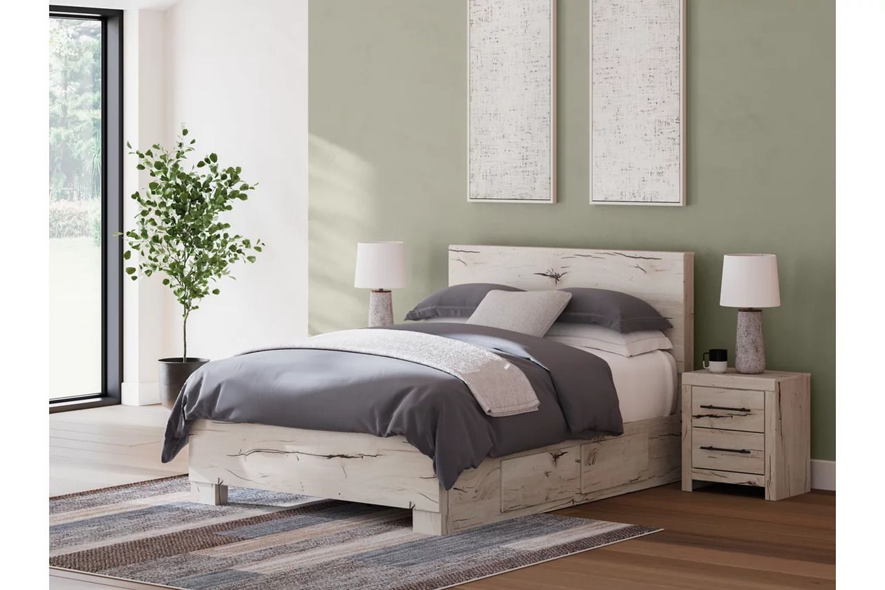 Lawroy Queen Panel Bed with Storage In Light Natural B2310B6