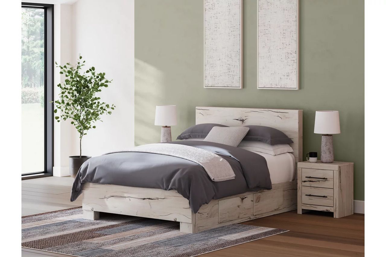 Lawroy Queen Panel Bed with Storage In Light Natural B2310B8