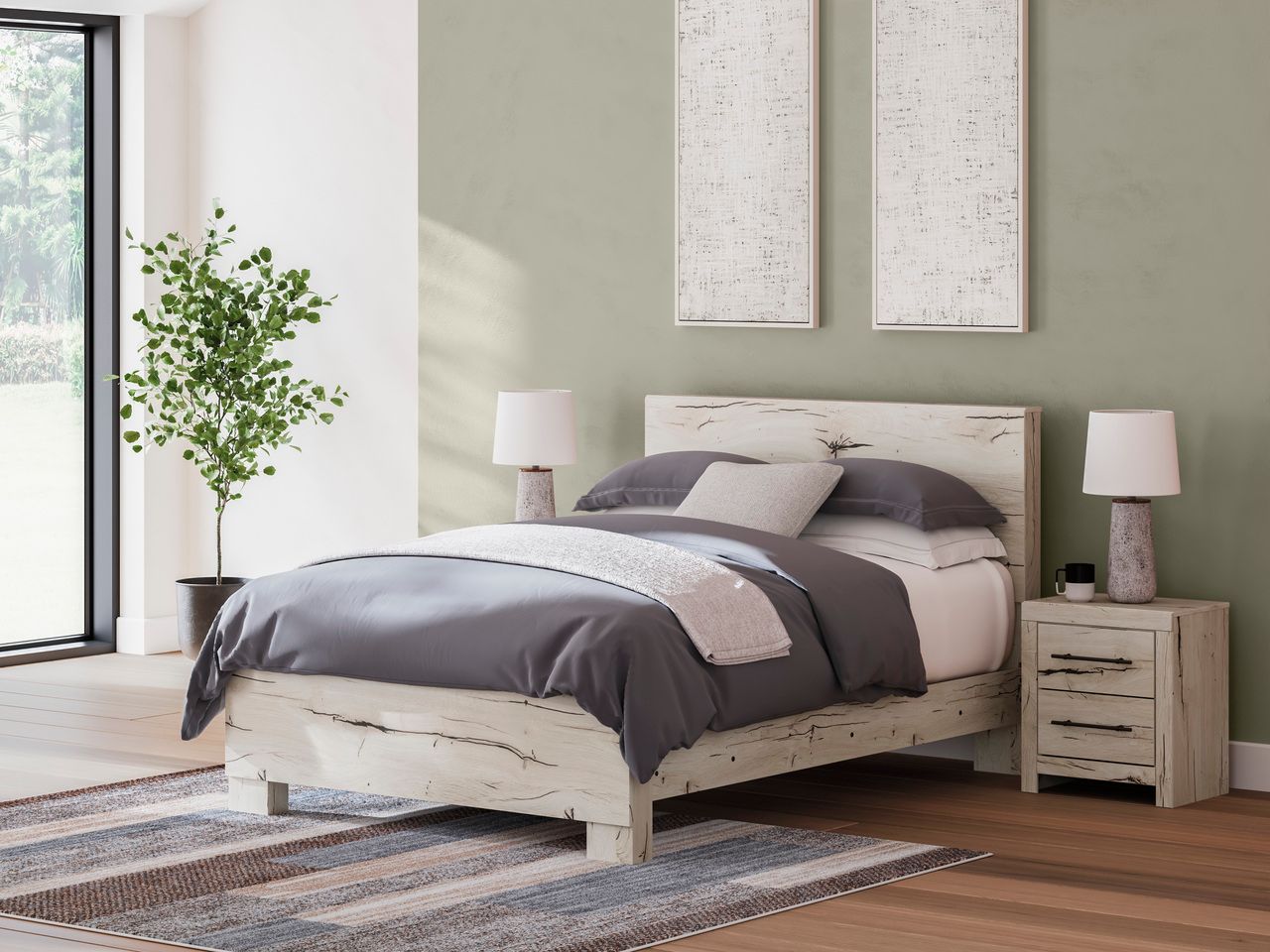 Lawroy Queen Panel Bed with Storage In Light Natural B2310B8