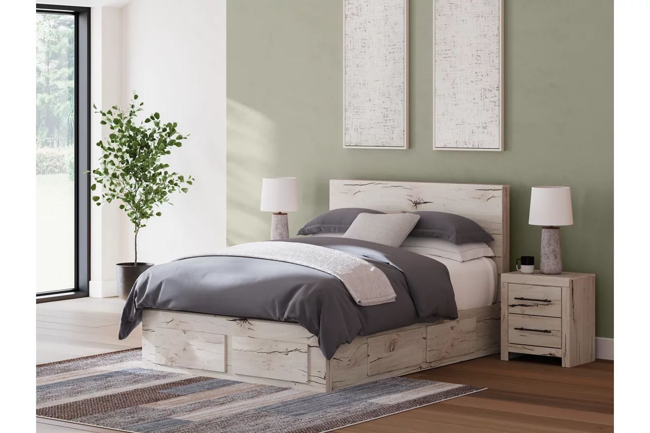 Lawroy Queen Panel Storage Bed In Light Natural B2310B9