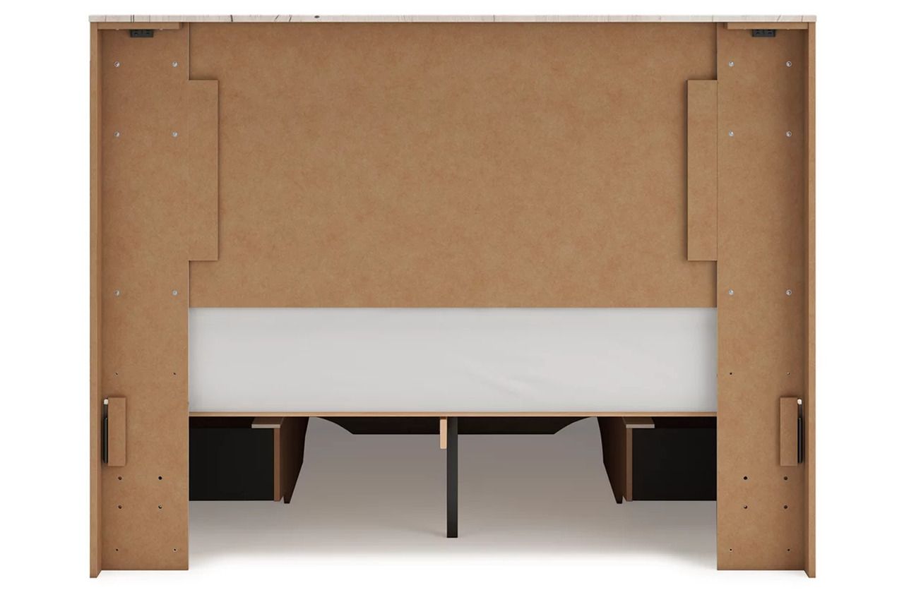 Lawroy Queen Panel Storage Bed In Light Natural B2310B9