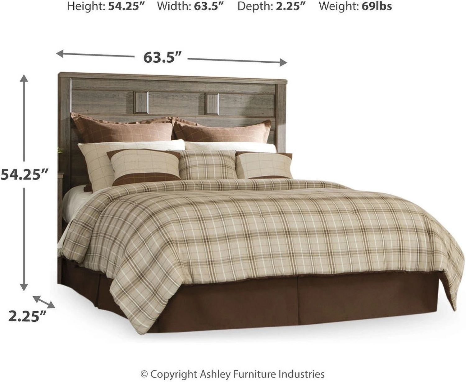 Juararo Dark Brown Queen Panel Headboard Only B25157
