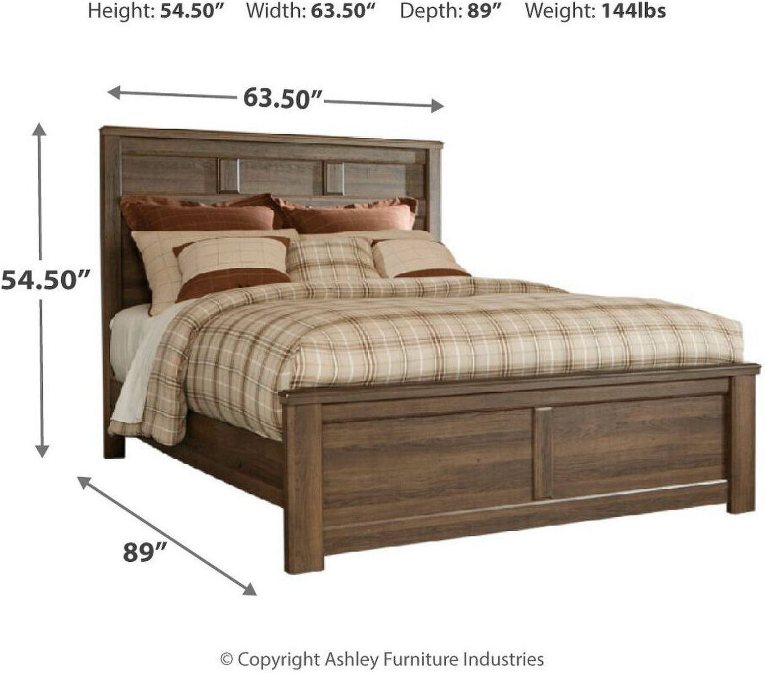 Juararo Dark Brown Queen Panel Headboard Only B25157