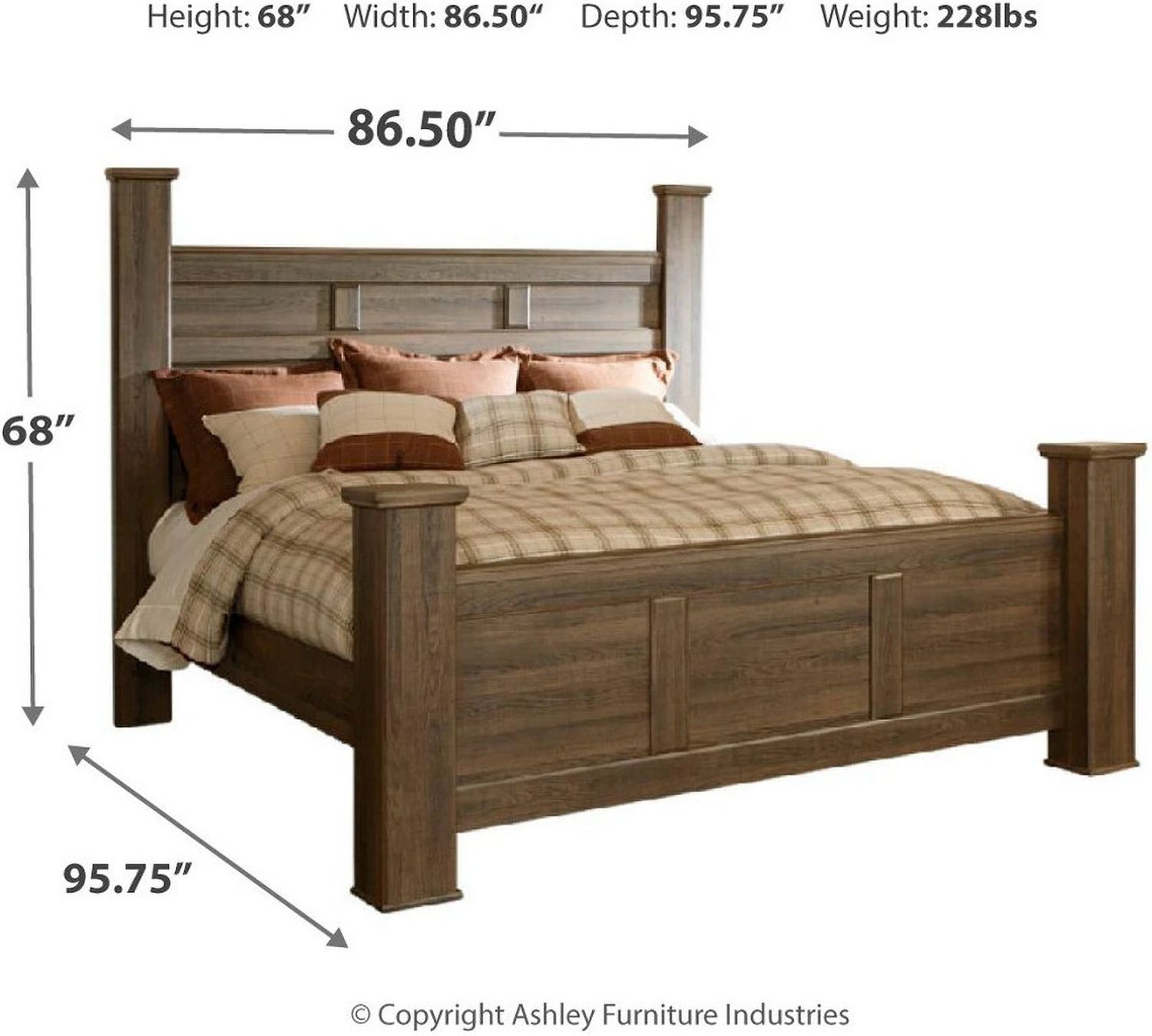 Juararo Dark Brown California King Poster Bed B251B12
