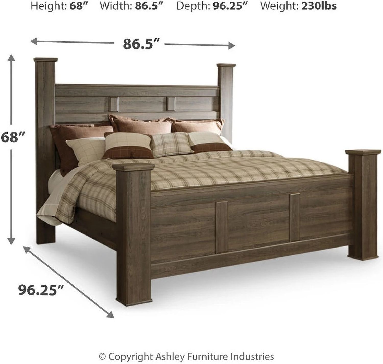 Juararo Dark Brown California King Poster Bed B251B12
