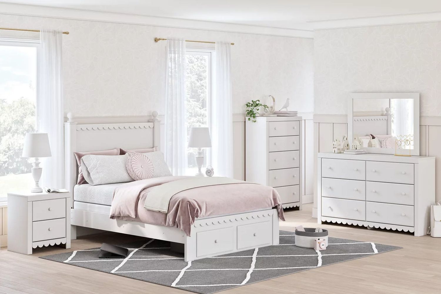Mollviney Bedroom Mirror In White B254036