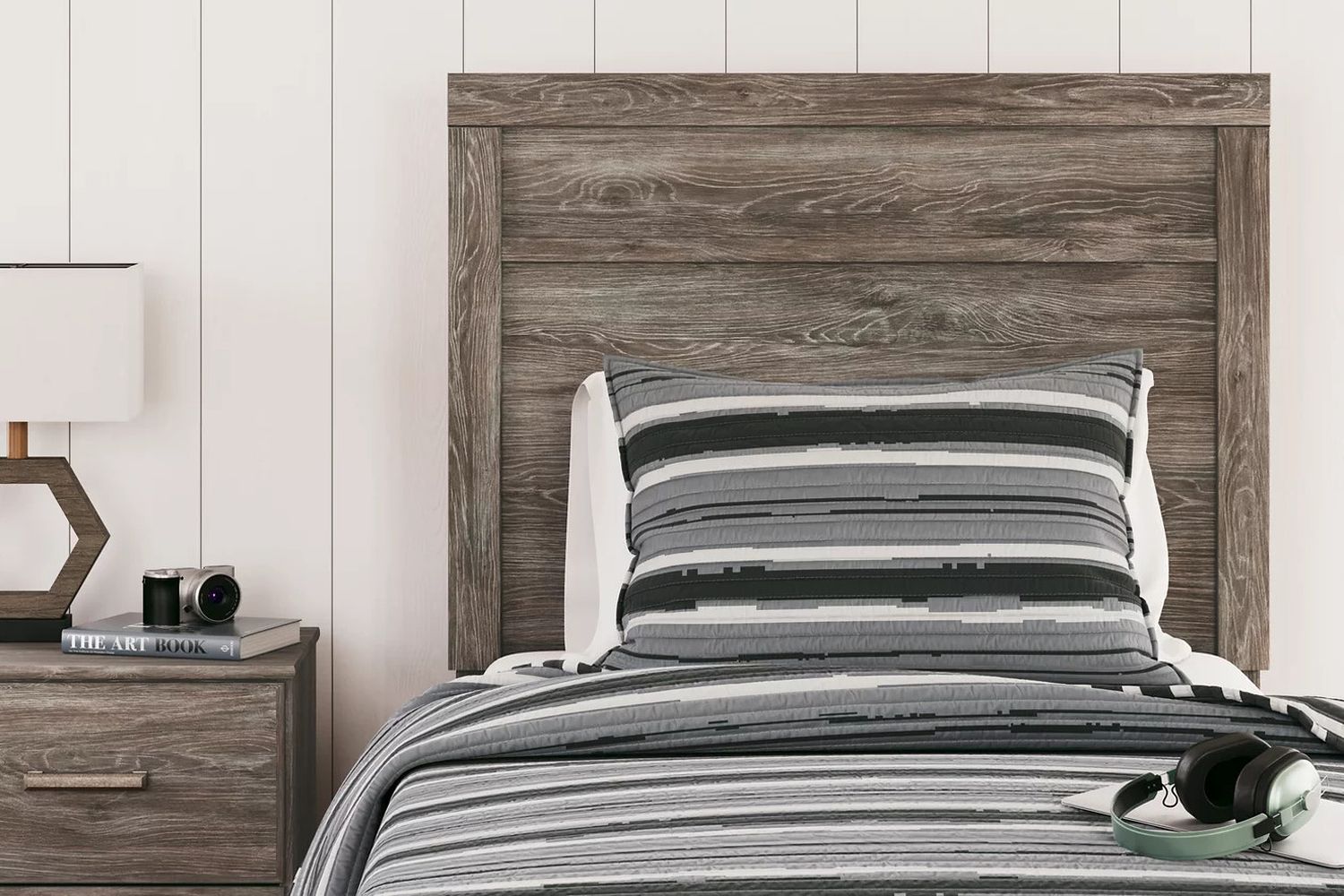 Ralinksi Twin Panel Bed In Gray B2587B11